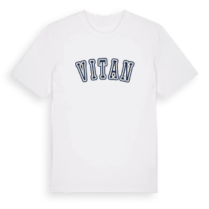 Vitan college t-shirt – ekologisk bomull t-shirt från Pinshirt