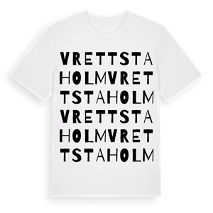 Vrettstaholm ordlek t-shirt – ekologisk bomull t-shirt från Pinshirt