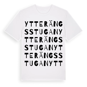 Ytterängsstugan ordlek t-shirt – ekologisk bomull t-shirt från Pinshirt