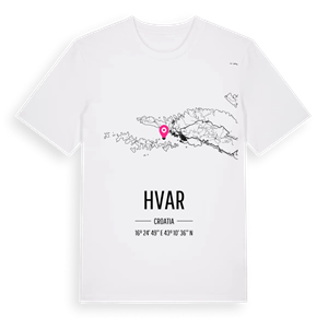 Hvar karta t-shirt – ekologisk bomull t-shirt från Pinshirt