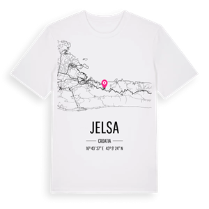 Jelsa karta t-shirt – ekologisk bomull t-shirt från Pinshirt