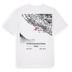 Splitsko-dalmatinska županija karta t-shirt – ekologisk bomull t-shirt från Pinshirt