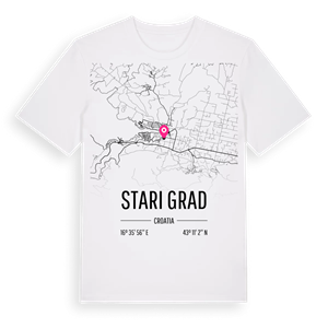 Stari Grad karta t-shirt – ekologisk bomull t-shirt från Pinshirt