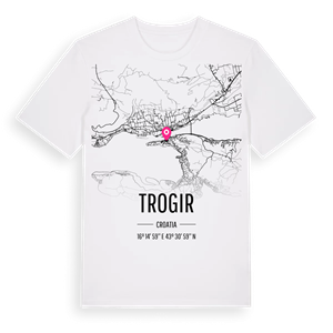 Trogir karta t-shirt – ekologisk bomull t-shirt från Pinshirt