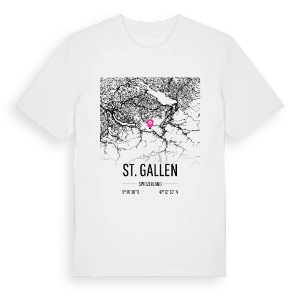St. Gallen karta t-shirt – ekologisk bomull t-shirt från Pinshirt