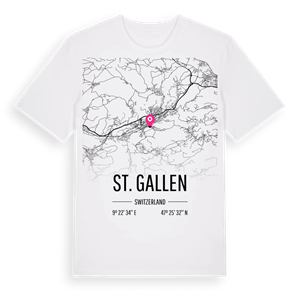 St. Gallen karta t-shirt – ekologisk bomull t-shirt från Pinshirt