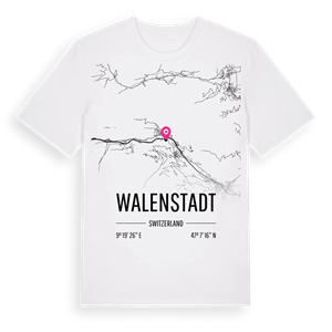 Walenstadt karta t-shirt – ekologisk bomull t-shirt från Pinshirt