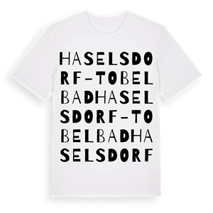 Haselsdorf-Tobelbad ordlek t-shirt – ekologisk bomull t-shirt från Pinshirt