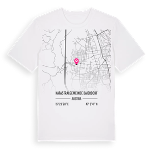 Katastralgemeinde Baierdorf karta t-shirt – ekologisk bomull t-shirt från Pinshirt
