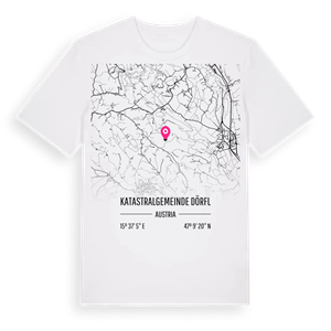 Katastralgemeinde Dörfl karta t-shirt – ekologisk bomull t-shirt från Pinshirt