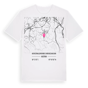 Katastralgemeinde Ehrenschachen karta t-shirt – ekologisk bomull t-shirt från Pinshirt