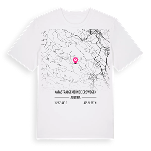 Katastralgemeinde Erdwegen karta t-shirt – ekologisk bomull t-shirt från Pinshirt