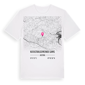 Katastralgemeinde Gams karta t-shirt – ekologisk bomull t-shirt från Pinshirt