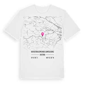 Katastralgemeinde Gamsgebirg karta t-shirt – ekologisk bomull t-shirt från Pinshirt