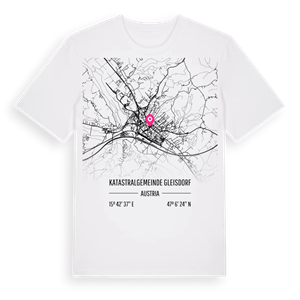 Katastralgemeinde Gleisdorf karta t-shirt – ekologisk bomull t-shirt från Pinshirt