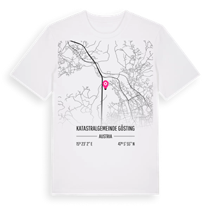 Katastralgemeinde Gösting karta t-shirt – ekologisk bomull t-shirt från Pinshirt