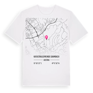 Katastralgemeinde Grambach karta t-shirt – ekologisk bomull t-shirt från Pinshirt
