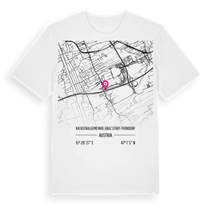 Katastralgemeinde Graz Stadt-Thondorf karta t-shirt – ekologisk bomull t-shirt från Pinshirt