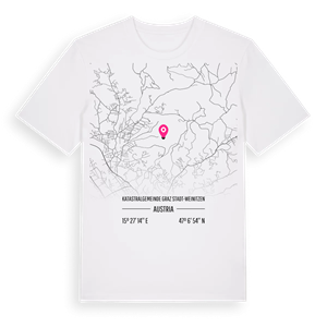 Katastralgemeinde Graz Stadt-Weinitzen karta t-shirt – ekologisk bomull t-shirt från Pinshirt