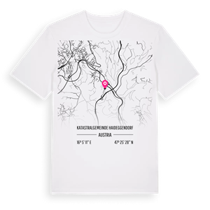 Katastralgemeinde Haideggendorf karta t-shirt – ekologisk bomull t-shirt från Pinshirt