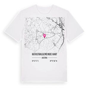 Katastralgemeinde Hart karta t-shirt – ekologisk bomull t-shirt från Pinshirt