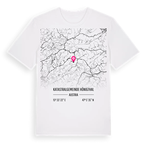 Katastralgemeinde Hönigthal karta t-shirt – ekologisk bomull t-shirt från Pinshirt