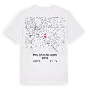 Katastralgemeinde Jakomini karta t-shirt – ekologisk bomull t-shirt från Pinshirt
