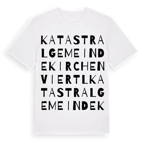 Katastralgemeinde Kirchenviertl ordlek t-shirt – ekologisk bomull t-shirt från Pinshirt