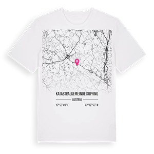 Katastralgemeinde Kopfing karta t-shirt – ekologisk bomull t-shirt från Pinshirt