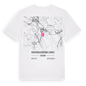 Katastralgemeinde Lafnitz karta t-shirt – ekologisk bomull t-shirt från Pinshirt