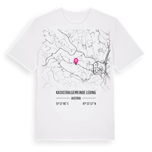Katastralgemeinde Lebing karta t-shirt – ekologisk bomull t-shirt från Pinshirt