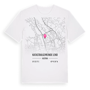 Katastralgemeinde Lend karta t-shirt – ekologisk bomull t-shirt från Pinshirt