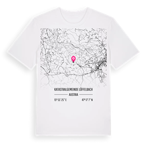 Katastralgemeinde Löffelbach karta t-shirt – ekologisk bomull t-shirt från Pinshirt