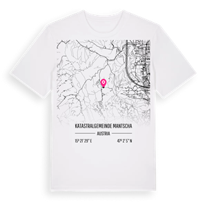Katastralgemeinde Mantscha karta t-shirt – ekologisk bomull t-shirt från Pinshirt