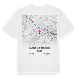 Katastralgemeinde Neuhof karta t-shirt – ekologisk bomull t-shirt från Pinshirt