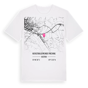 Katastralgemeinde Pirching karta t-shirt – ekologisk bomull t-shirt från Pinshirt