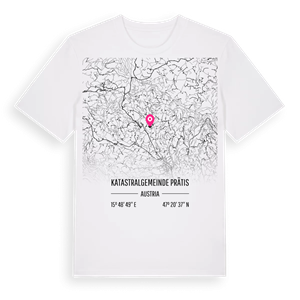 Katastralgemeinde Prätis karta t-shirt – ekologisk bomull t-shirt från Pinshirt