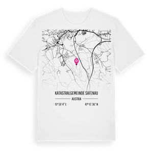 Katastralgemeinde Safenau karta t-shirt – ekologisk bomull t-shirt från Pinshirt