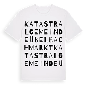 Katastralgemeinde Übelbach Markt ordlek t-shirt – ekologisk bomull t-shirt från Pinshirt