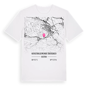 Katastralgemeinde Übersbach karta t-shirt – ekologisk bomull t-shirt från Pinshirt