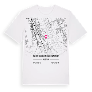Katastralgemeinde Wagnitz karta t-shirt – ekologisk bomull t-shirt från Pinshirt