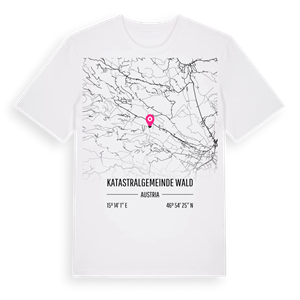 Katastralgemeinde Wald karta t-shirt – ekologisk bomull t-shirt från Pinshirt