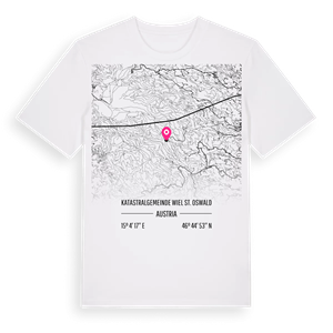 Katastralgemeinde Wiel St. Oswald karta t-shirt – ekologisk bomull t-shirt från Pinshirt