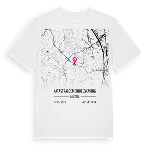 Katastralgemeinde Zwaring karta t-shirt – ekologisk bomull t-shirt från Pinshirt