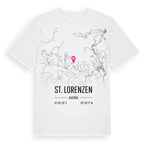 St. Lorenzen karta t-shirt – ekologisk bomull t-shirt från Pinshirt