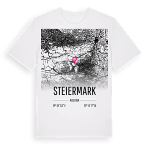 Steiermark karta t-shirt – ekologisk bomull t-shirt från Pinshirt