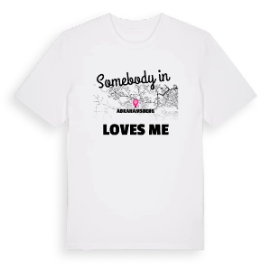 Någon i Abrahamsberg älskar mig t-shirt – ekologisk bomull t-shirt från Pinshirt