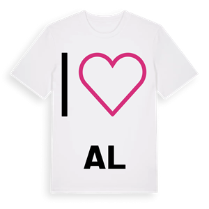 Jag älskar Al t-shirt stort tryck – ekologisk bomull t-shirt från Pinshirt