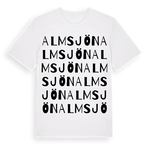Almsjön ordlek t-shirt – ekologisk bomull t-shirt från Pinshirt