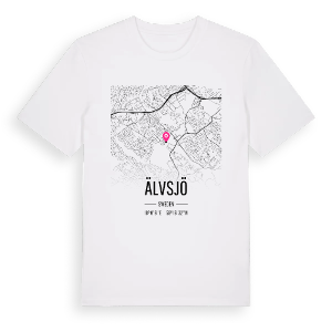 Älvsjö karta t-shirt – ekologisk bomull t-shirt från Pinshirt